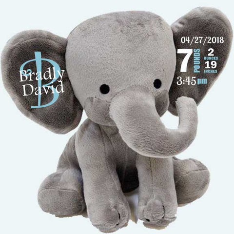 Baby Birth Stats Gray Elephant Personalized Baby Gift | Baby Keepsake