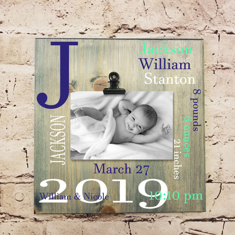 Baby Birth Stats Wooden Sign With Picture | Personalized Baby Gift Keepsake