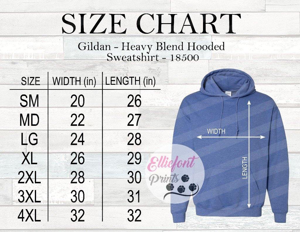 Gildan 18500 Size Chart