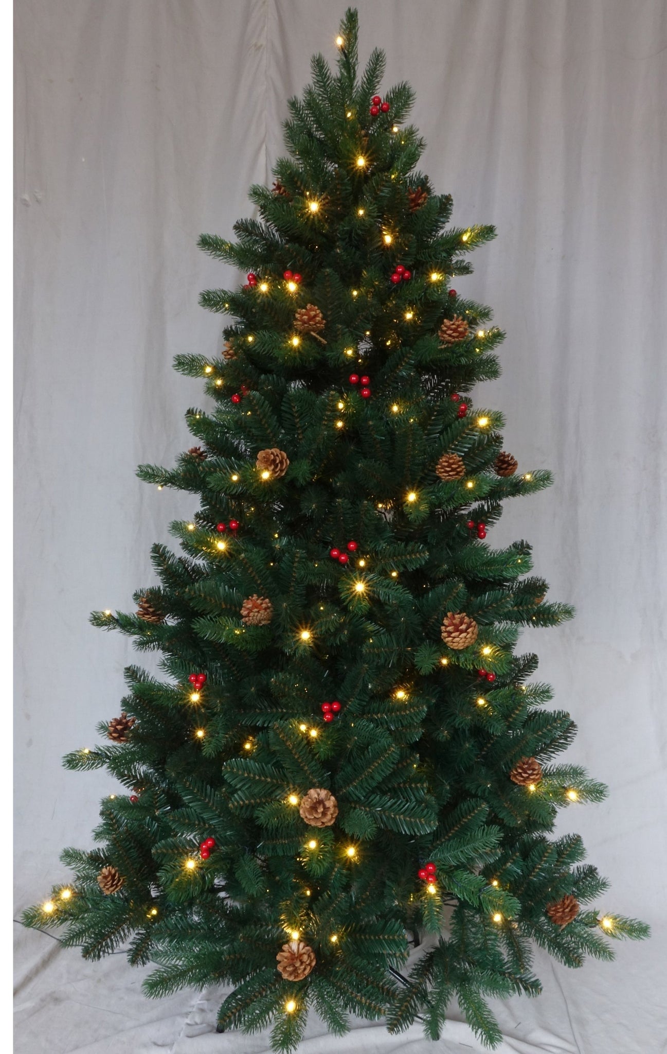 Árbol Navidad Led con Piñas y Bolitas Rojas 180 cm – Iluminacion de Diseño