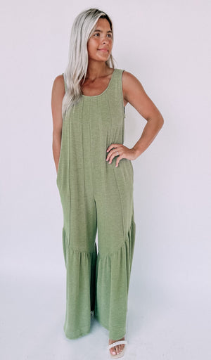 Beach Time Olive Jumpsuit (FINAL SALE) - CK Squared Boutique