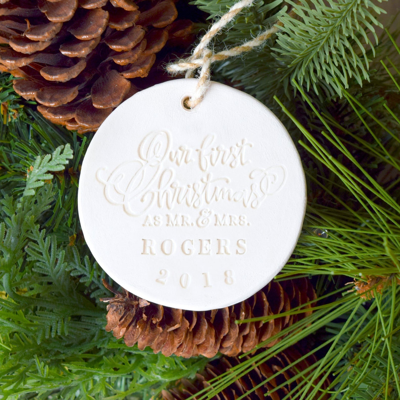 personalized ornaments engaged couple