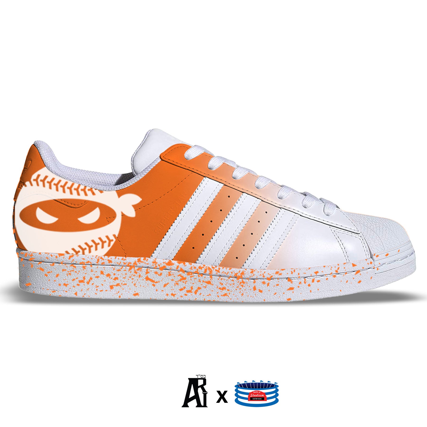 veneno Reproducir después de esto Orange Ninja" Adidas Superstar Shoes – Stadium Custom Kicks
