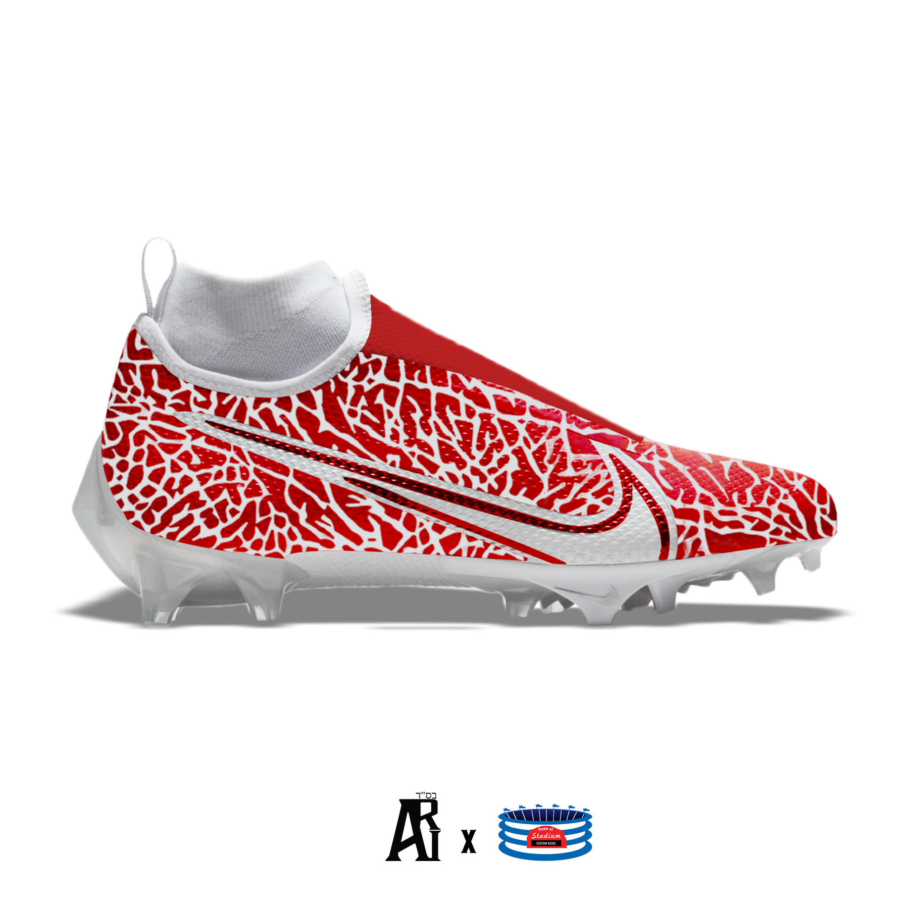 Silver & Red Nike Vapor Pro Cleats – Stadium Custom Kicks