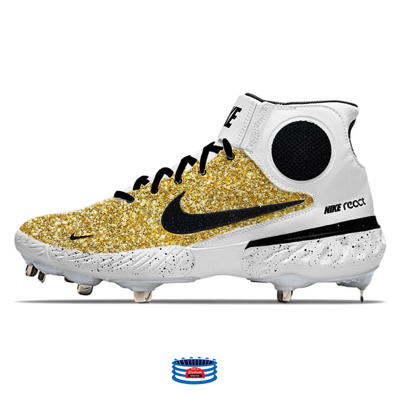 Veel kom tot rust Inwoner Gold Glitter" Nike Alpha Huarache Elite 3 Mid Cleats – Stadium Custom Kicks