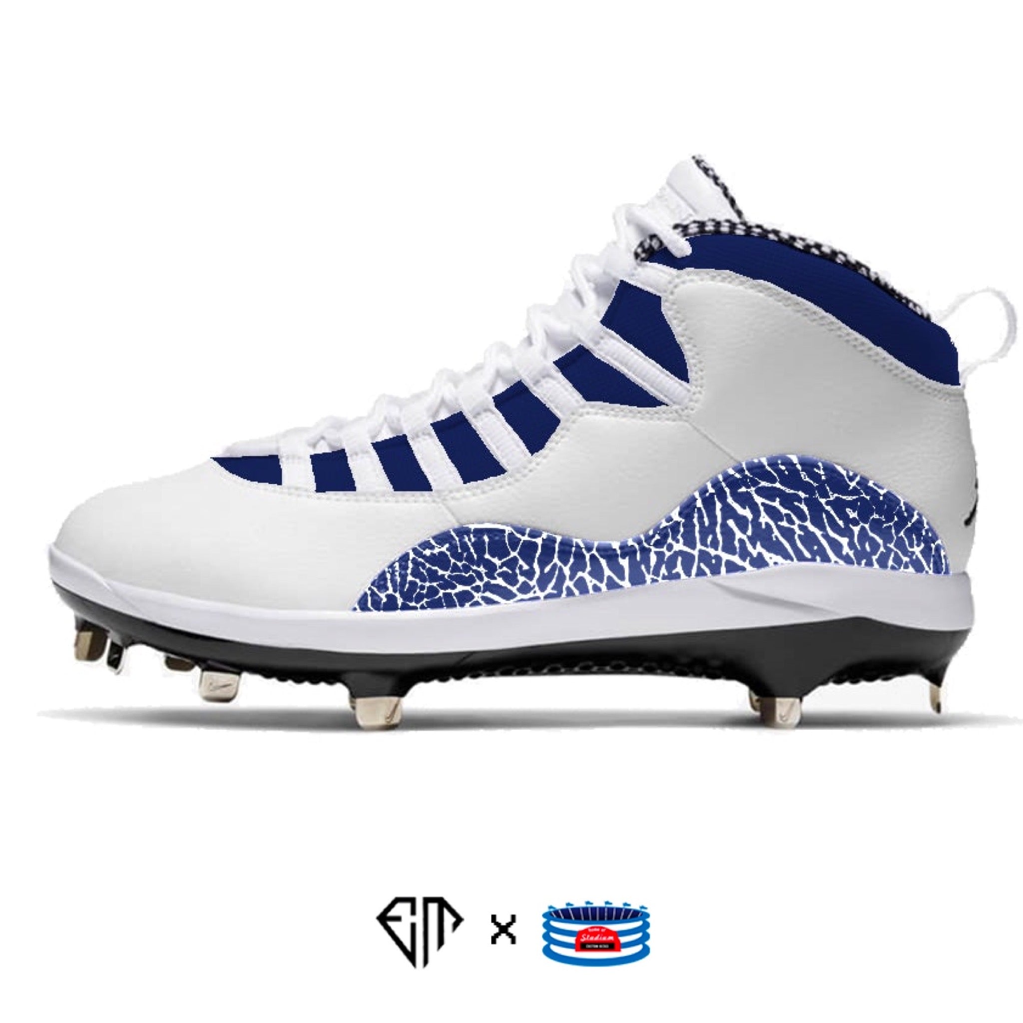 blue and white jordan cleats