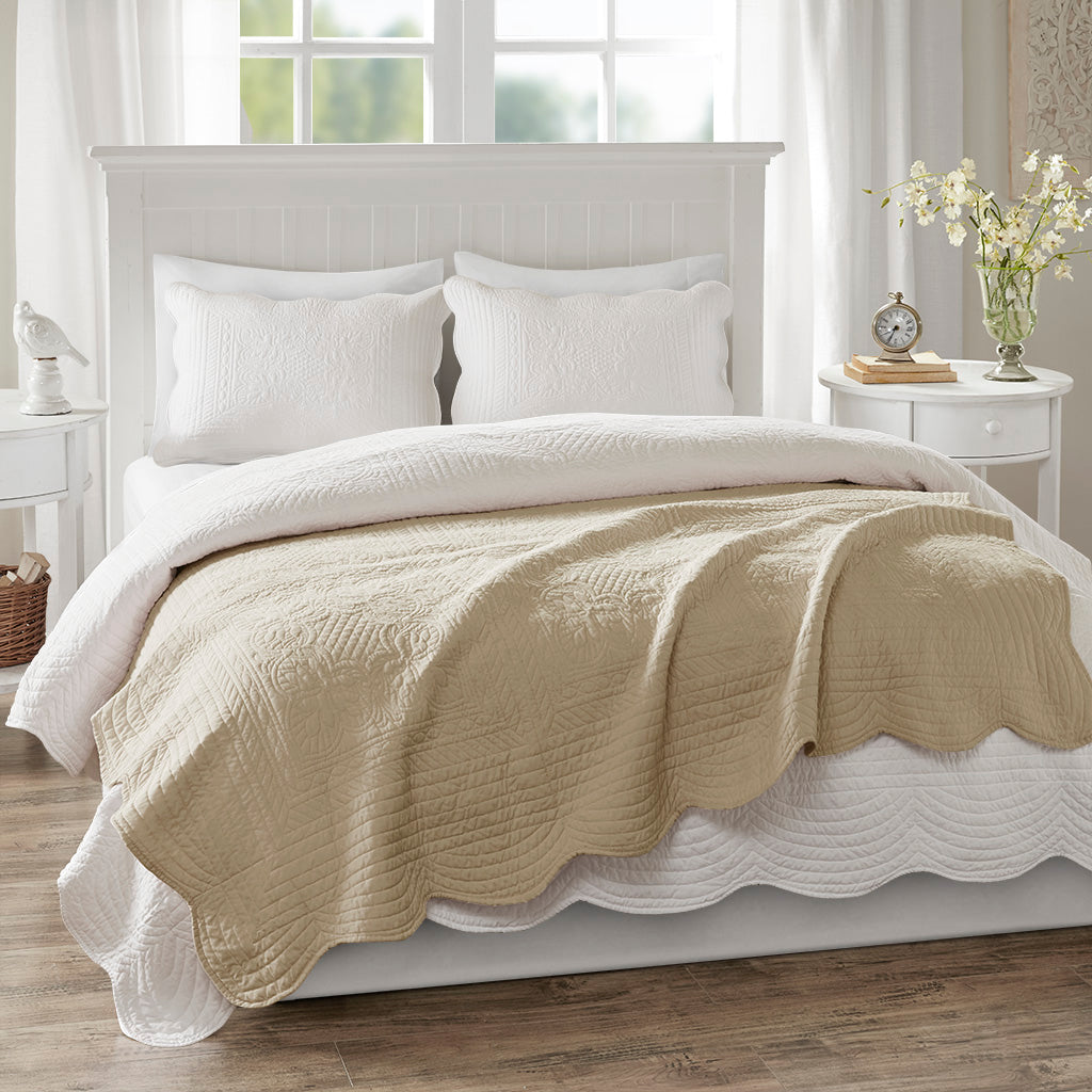 Tuscany Oversized Quilted Throw with Scalloped Edges | Easy Home Links.