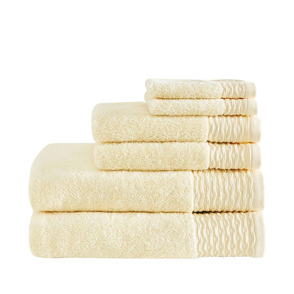 Breeze Jacquard Wavy Border Zero Twist Cotton Towel Set & Reviews ...