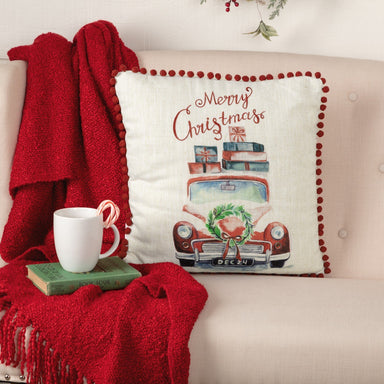 Chenille Christmas HO HO HO Pillow 14x22