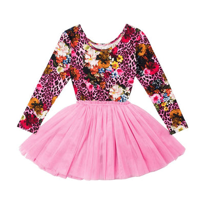 Pink Leopard Floral LS Circus Dress