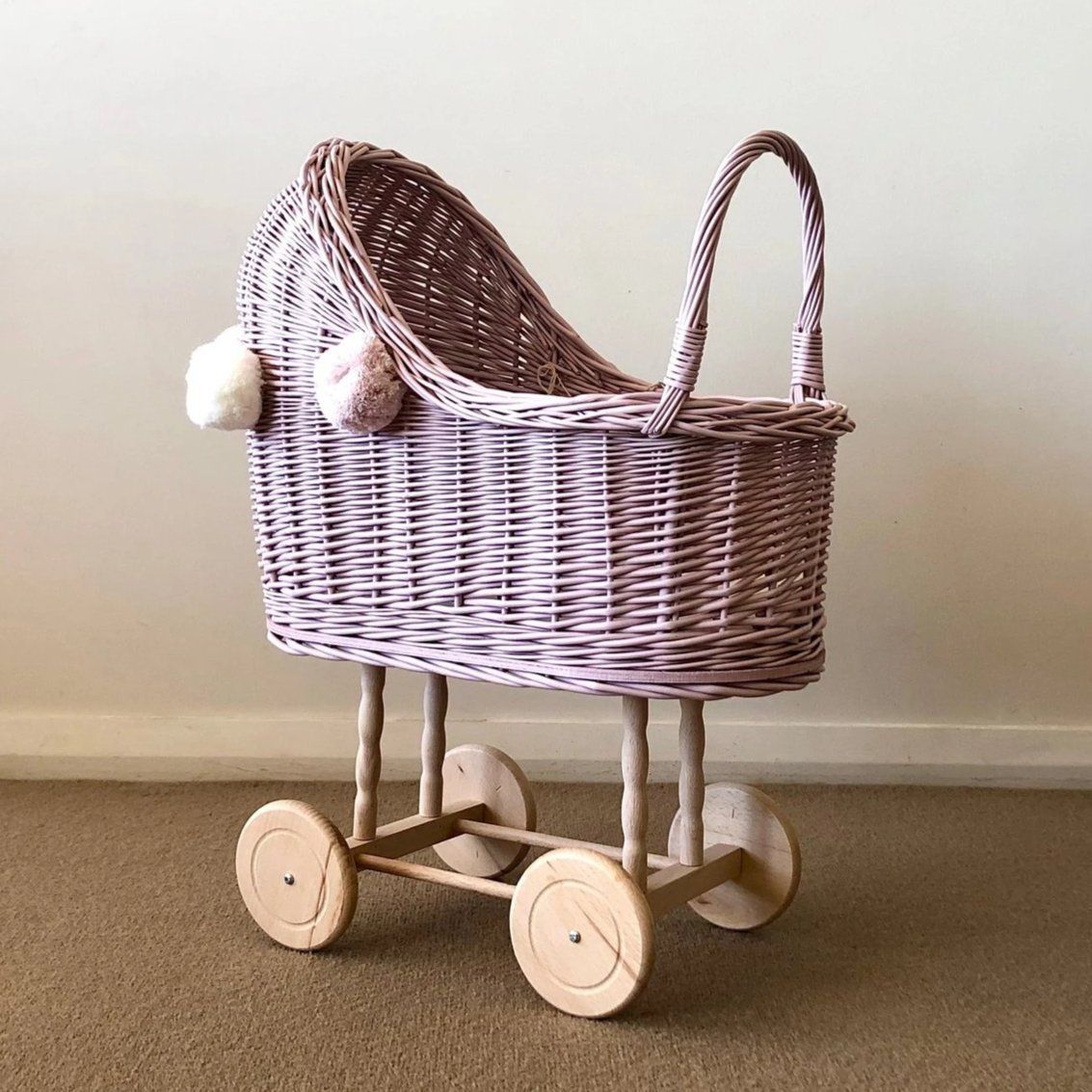 pink wicker pram