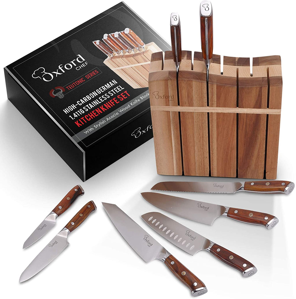 Chef Knife set with Acacia wood block - Custom Cookware Products,  Personalized Kitchenware - LoTech Sales