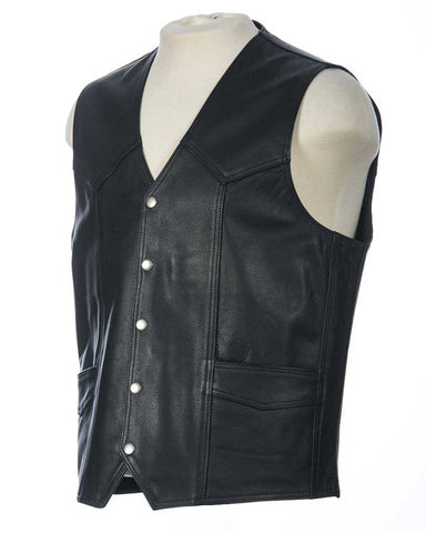 Men's Black Leather Vest | Crank & Stroker | USA