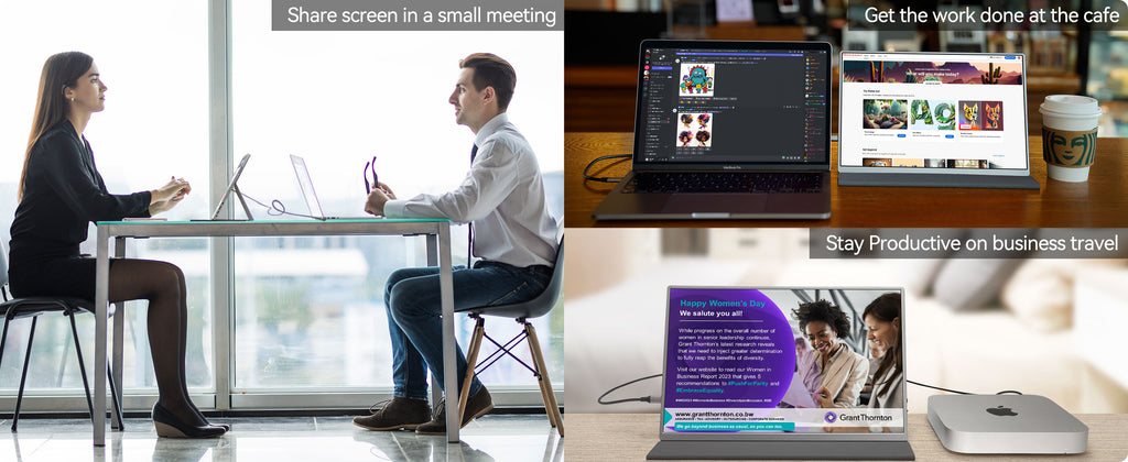 portable monitor for sharing screen, on-the-go productivity