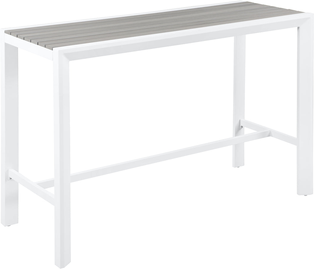 Nizuc Grey Plastic Wood Accent Paneling Outdoor Patio Aluminum Rectangle Bar Table image