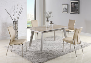 ELEANOR Contemporary Dining Set w/ Extendable Ceramic Top Table & Motion-Back Chairs