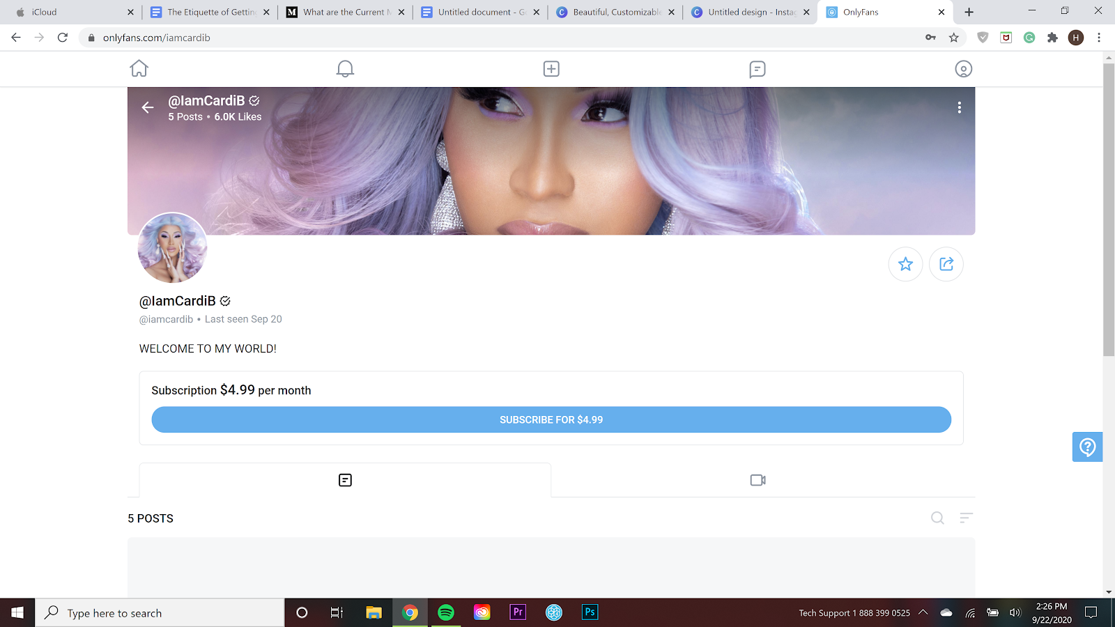 You can subscribe to Cardi B’s content for $4.99 on OnlyFans. Screenshot by author.
