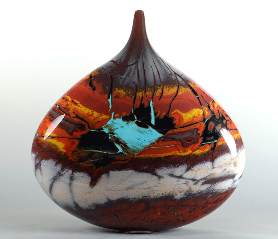 canyon walls needle hand blown glass sculpture by artist jared and nicole davis