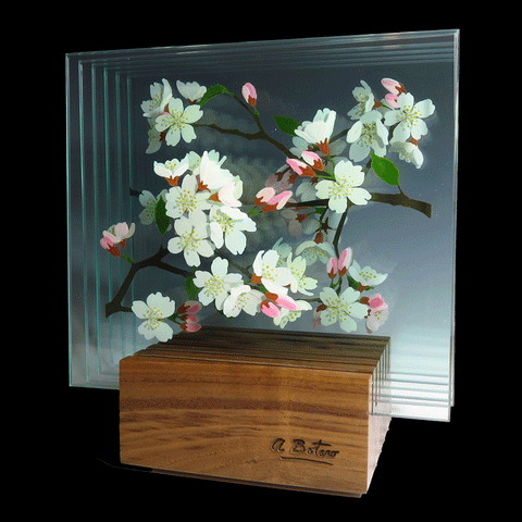 Artist Ana Maria Botero Flower Glass Art Sculpture