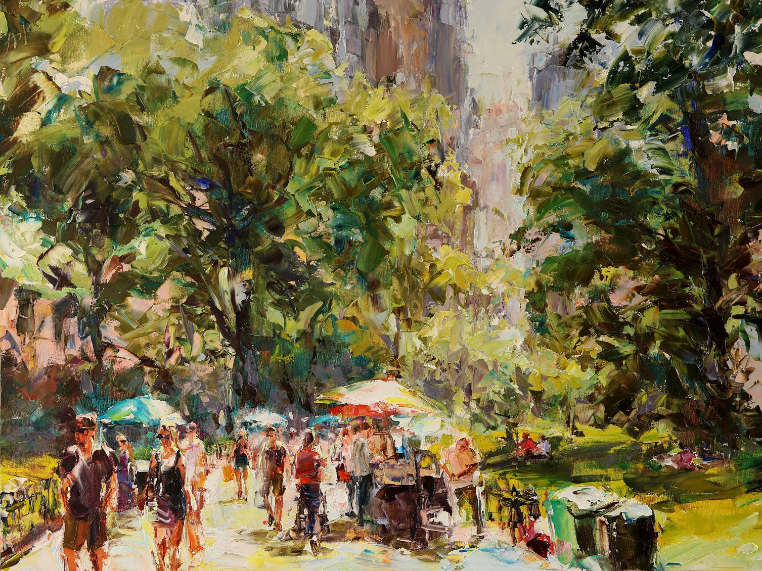Summer in Central Park original oil painting by artist Lyudmila Agrich