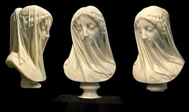 The Veiled Virgin Carrara marble 1850s Giovanni Strazza