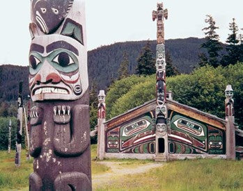 Tlingit Totem Pole and Community House Totem Bight State Park Alaska