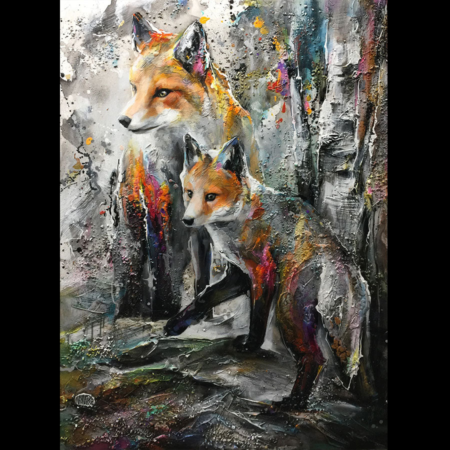 Young and Clever original fox painting by Miri Rozenvain