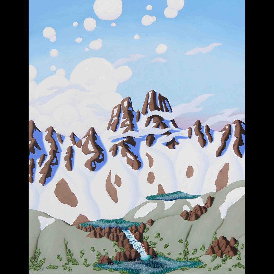 Three Alpine Lakes original mountain painting by artist Tracy Felix