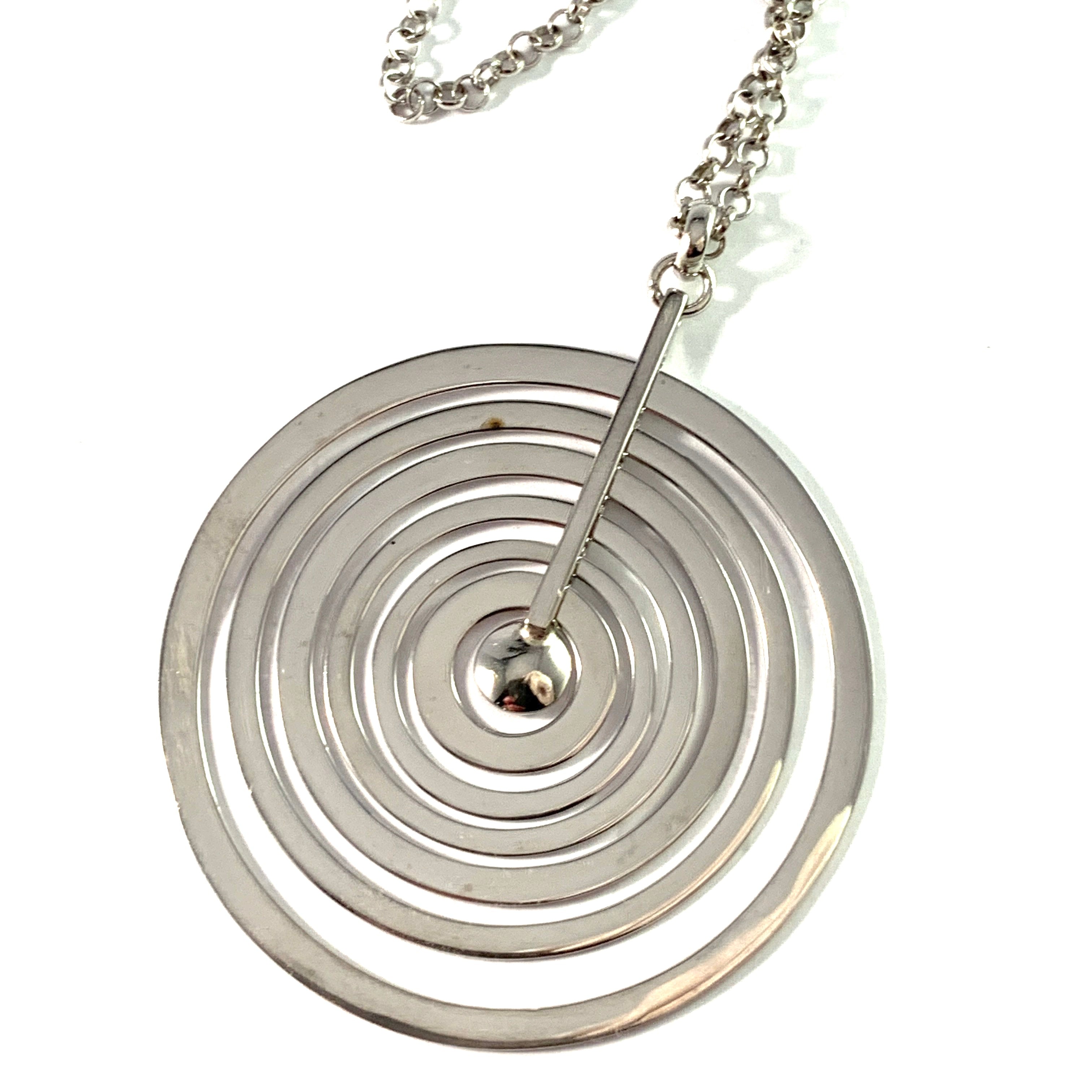 Tapio Wirkkala for Kultakeskus Finland Sterling Pendant Necklace. 