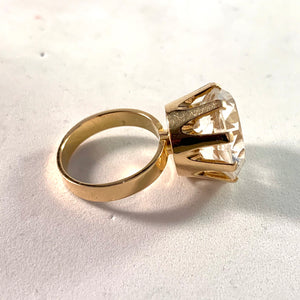 Ceson, Sweden 1971 Modernist 18k Gold Rock Crystal Ring.