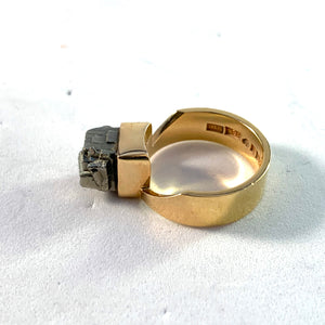 Tebon, Sweden 1978 Vintage Modernist 18k Gold Pyrite Ring.