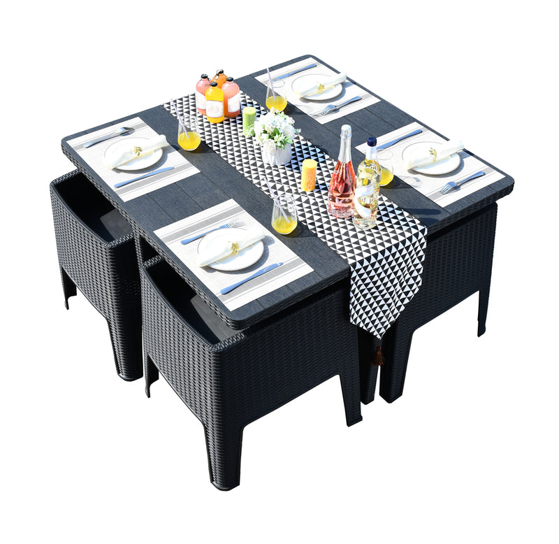 Faro 4 Seater Deluxe Cube Set - Black Rattan Effect – Royalcraft Furniture