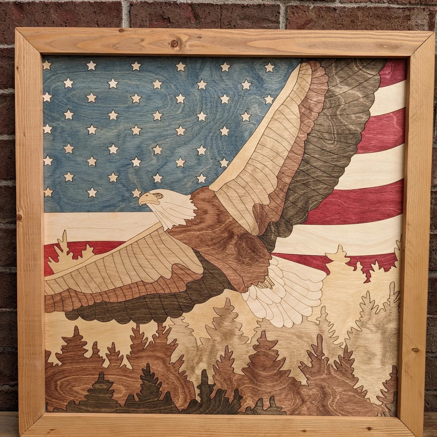 Framed Eagle with Flag