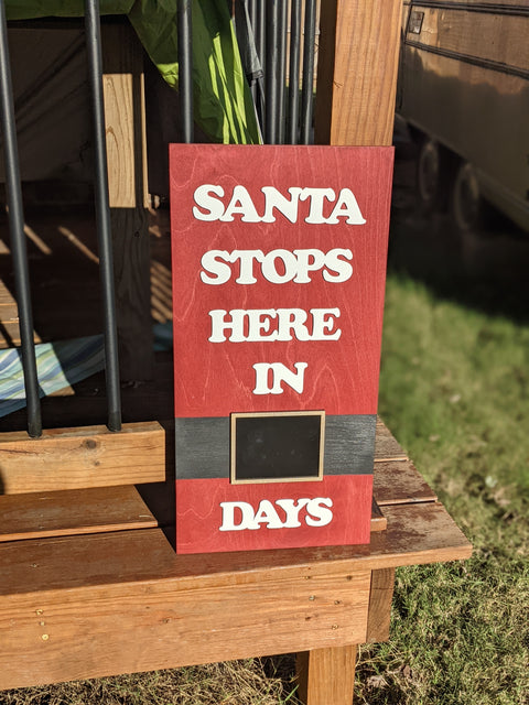 Large Santa Stops Here Sign