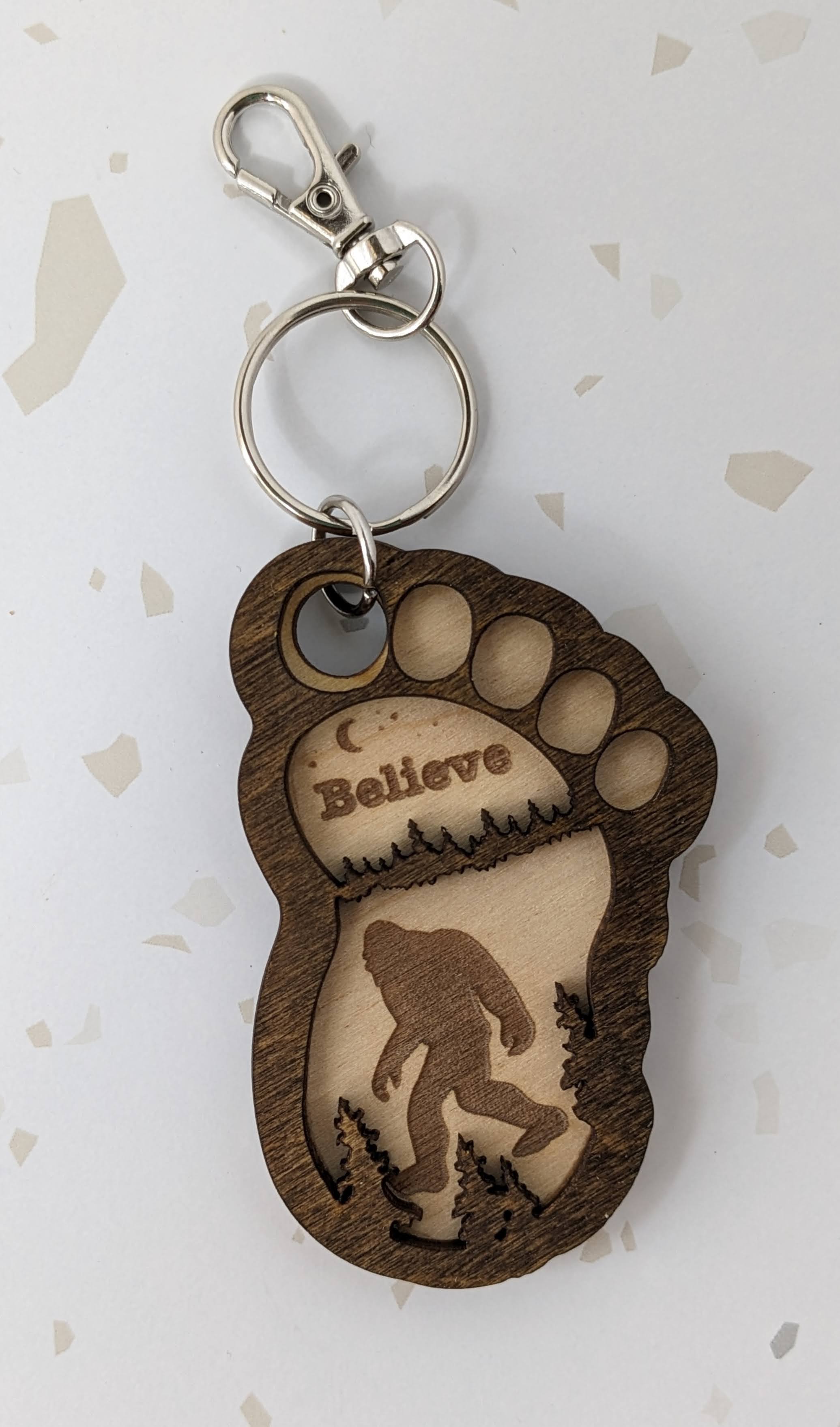 Engraved Bigfoot Keychain