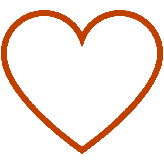 Outline of a heart in orange color.