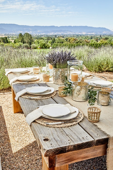 Table set for lunch with Rattan Platemats