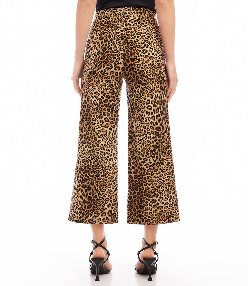 Leopard print wide leg trousers | boohoo UK