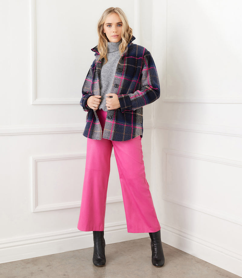 Plaid Plaid Shirt Jacket | Karen Kane