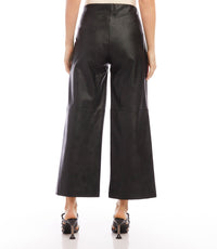 Black Cropped Vegan Leather Pants