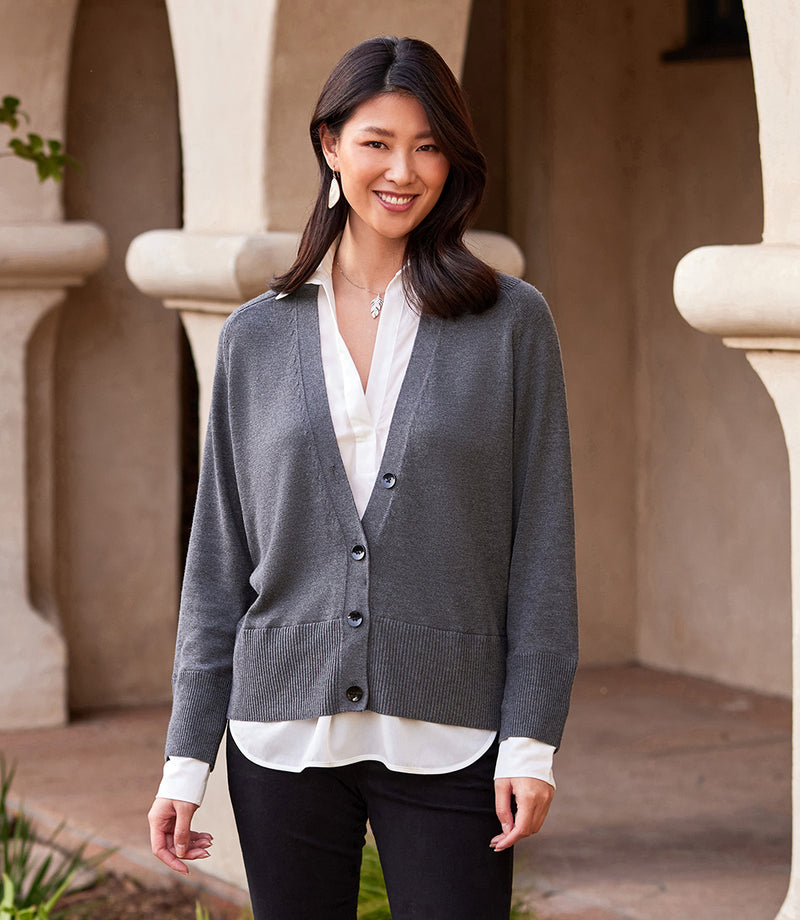 Gray Layered Sweater Cardigan