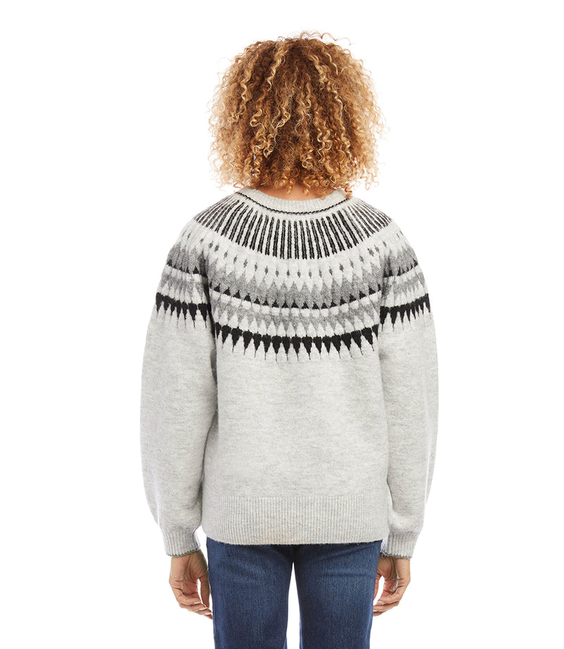 Gray Jacquard Sweater | Karen Kane