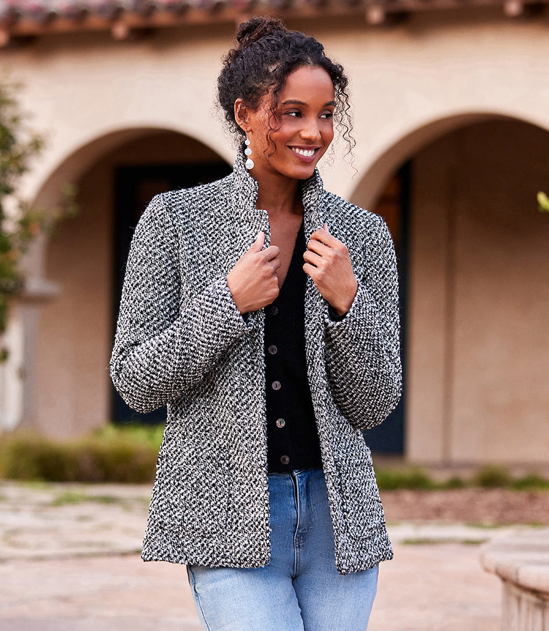 Black W/Off White Tweed Blazer