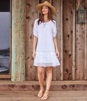 Scoop Neck Short Sleeves Sleeves Summer Viscose Above the Knee Embroidered Dress