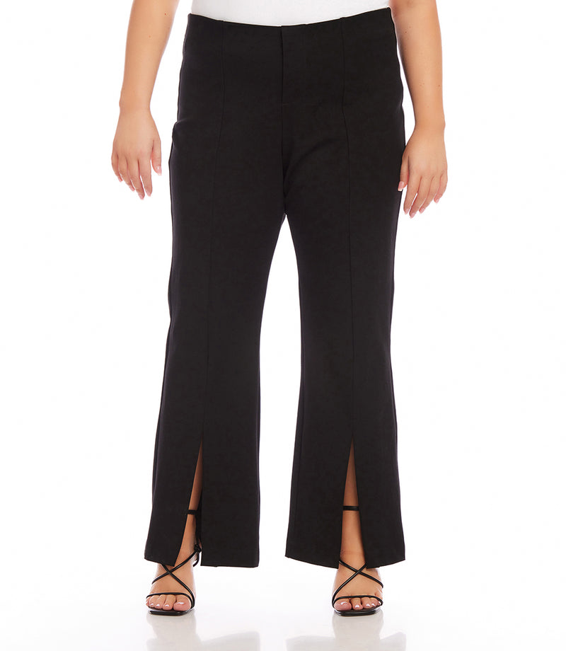 Black Plus Size Front Slit Pants