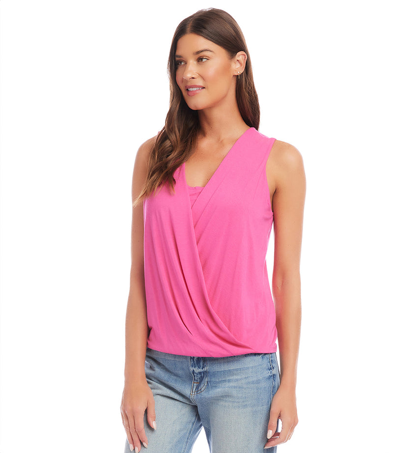 Pink Layered Drape Front Top | Karen Kane