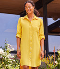 Summer Collared Button Front Pocketed Shirt Dress