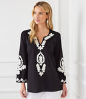 Sophisticated V-neck Gathered Embroidered Beach Dress/Tunic