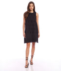 Sophisticated Sleeveless Above the Knee Keyhole Shift Crew Neck Cotton Summer Evening Dress