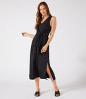 Sophisticated Pocketed Slit Midi Dress